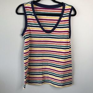 Caslon Striped V-Neck Tank Sz Small